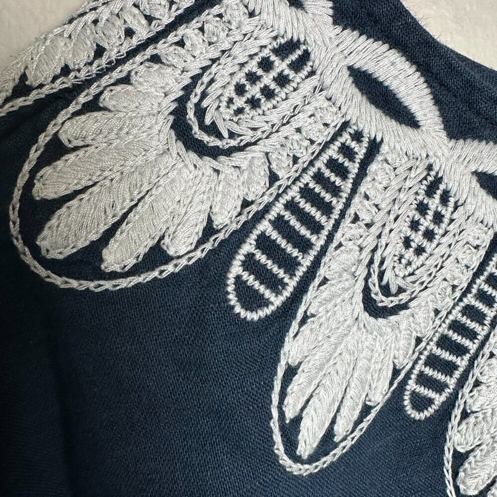 Vineyard Vines Embroidered Shirt Size Small Linen Cotton Blue Preppy - Picture 2 of 7